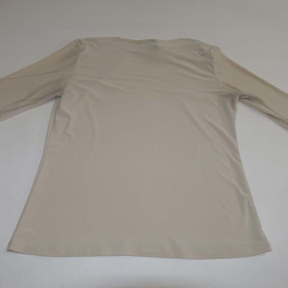 Clara Sun Woo Women's Waterfall Boat Neck Blouse Medium 3/4 Sleeves Beige Top M - Picture 5 of 5